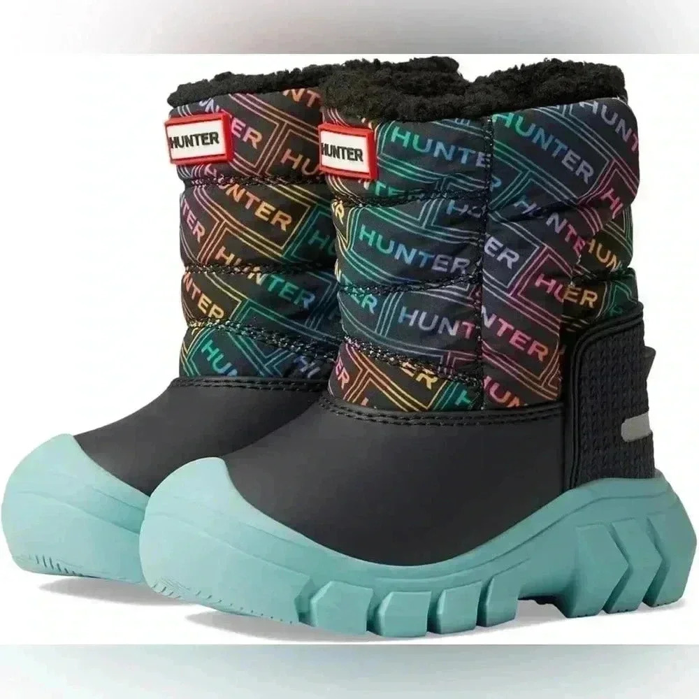 Hunter Girl's Intrepid Logo Rainbow Print‎ Snow Boot (Toddler/Little Kid)